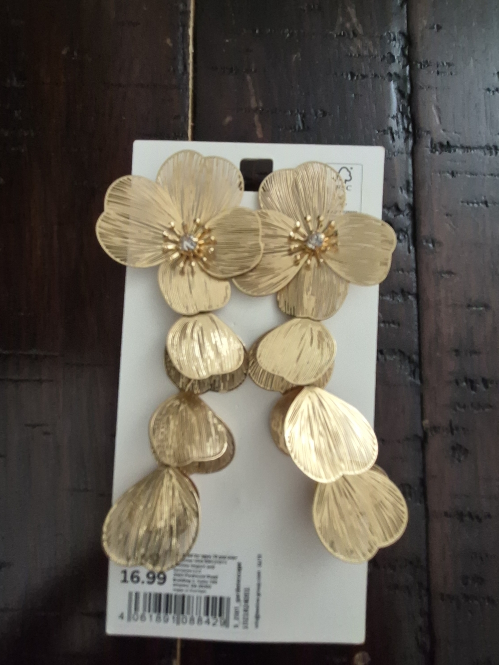 Gold Floral Drop Earrings - Women Accessories